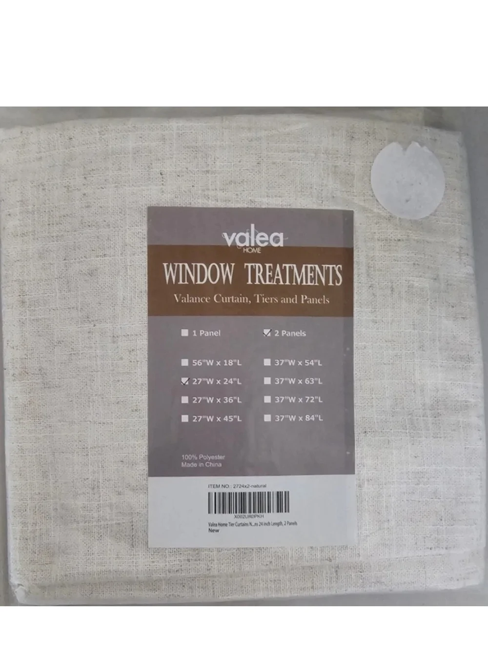 Valea Home Linen Kitchen Curtain Valance 2 Panels 27